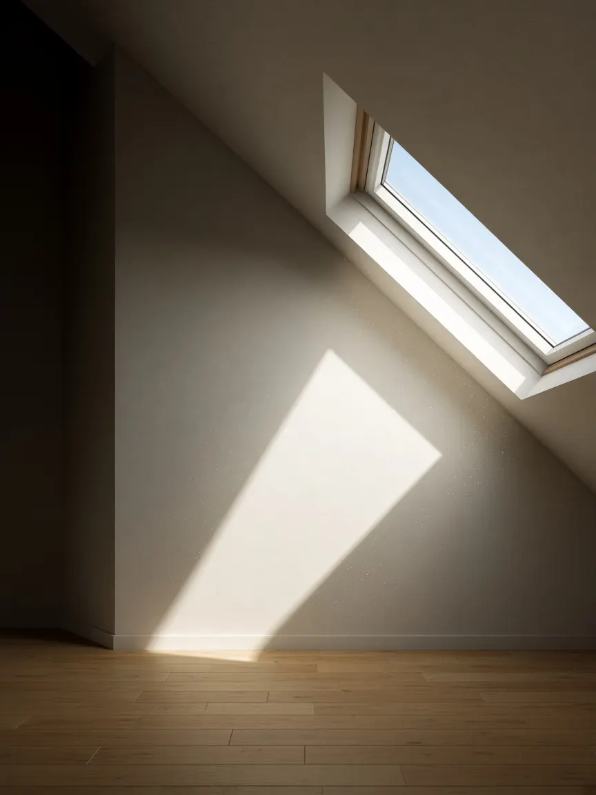 Photographie d'ambiance d'une fenêtre de toit. Visuel illustratif.