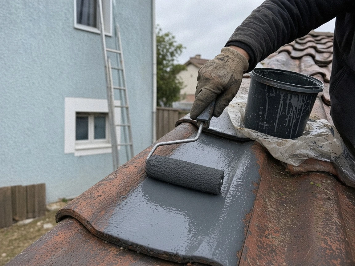Application de revêtement et peinture de toiture.